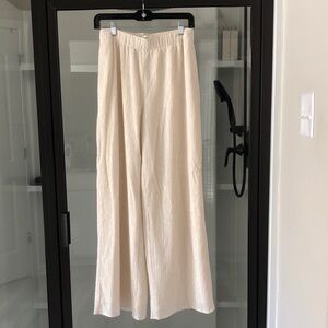 Abercrombie & Fitch Cream Elastic Waist Wide leg Pants Coquette minimalist XS
